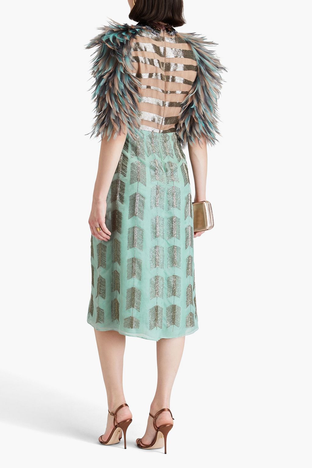 VALENTINO GARAVANI Embellished silk-organza midi dress