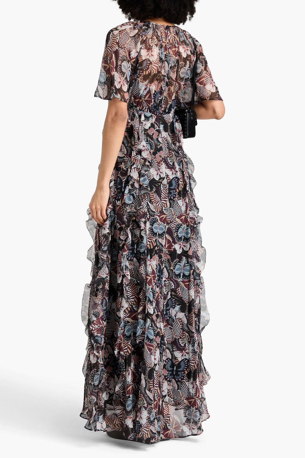 VALENTINO GARAVANI Bedrucktes Maxikleid aus Seiden-Voile mit Rüschen