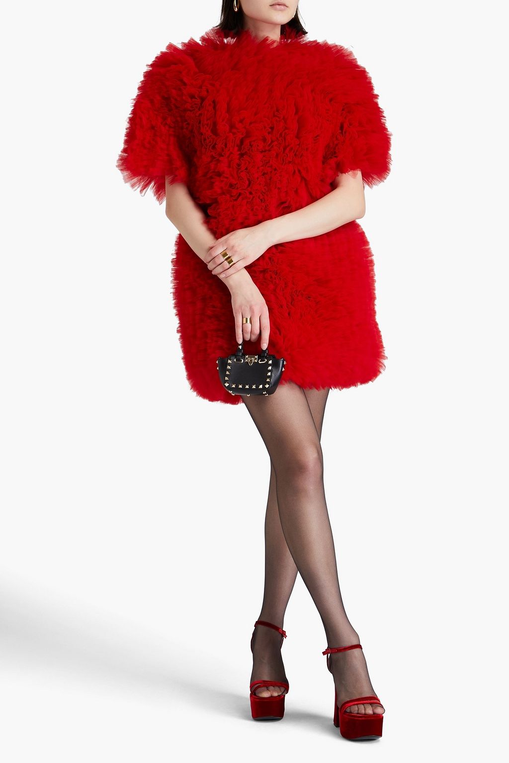 VALENTINO GARAVANI Ruffled tulle mini dress