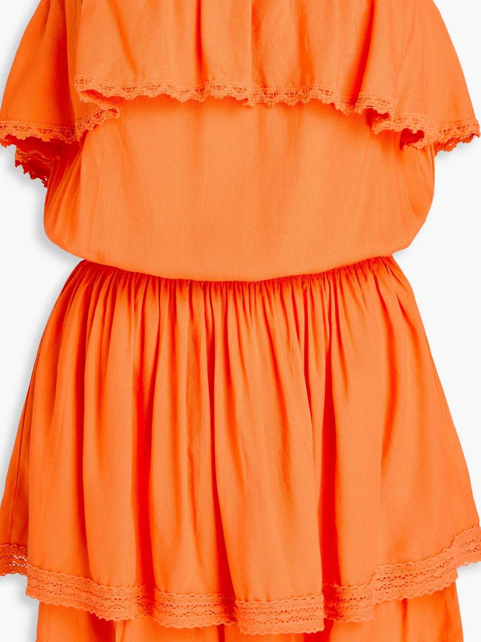 salma strapless ruffled voile mini dress