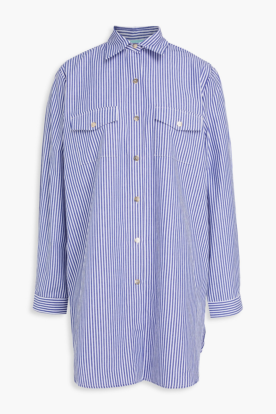 Melissa Odabash Francescah Striped Cotton-poplin Shirt In Blue