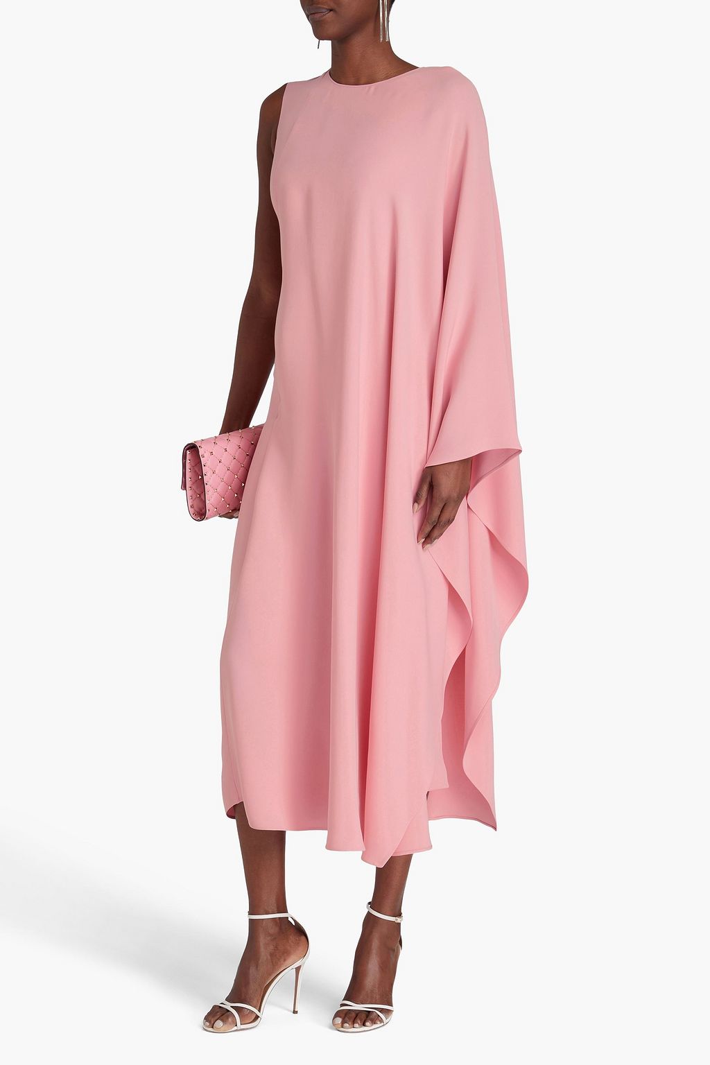 VALENTINO GARAVANI One-sleeve silk-crepe midi dress
