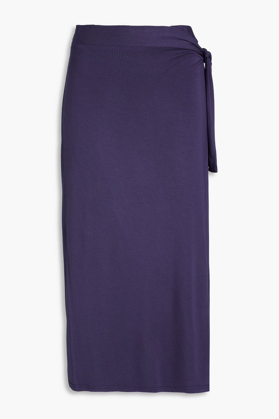 Melissa Odabash Ida Asymmetric Jersey Midi Wrap Skirt In Navy