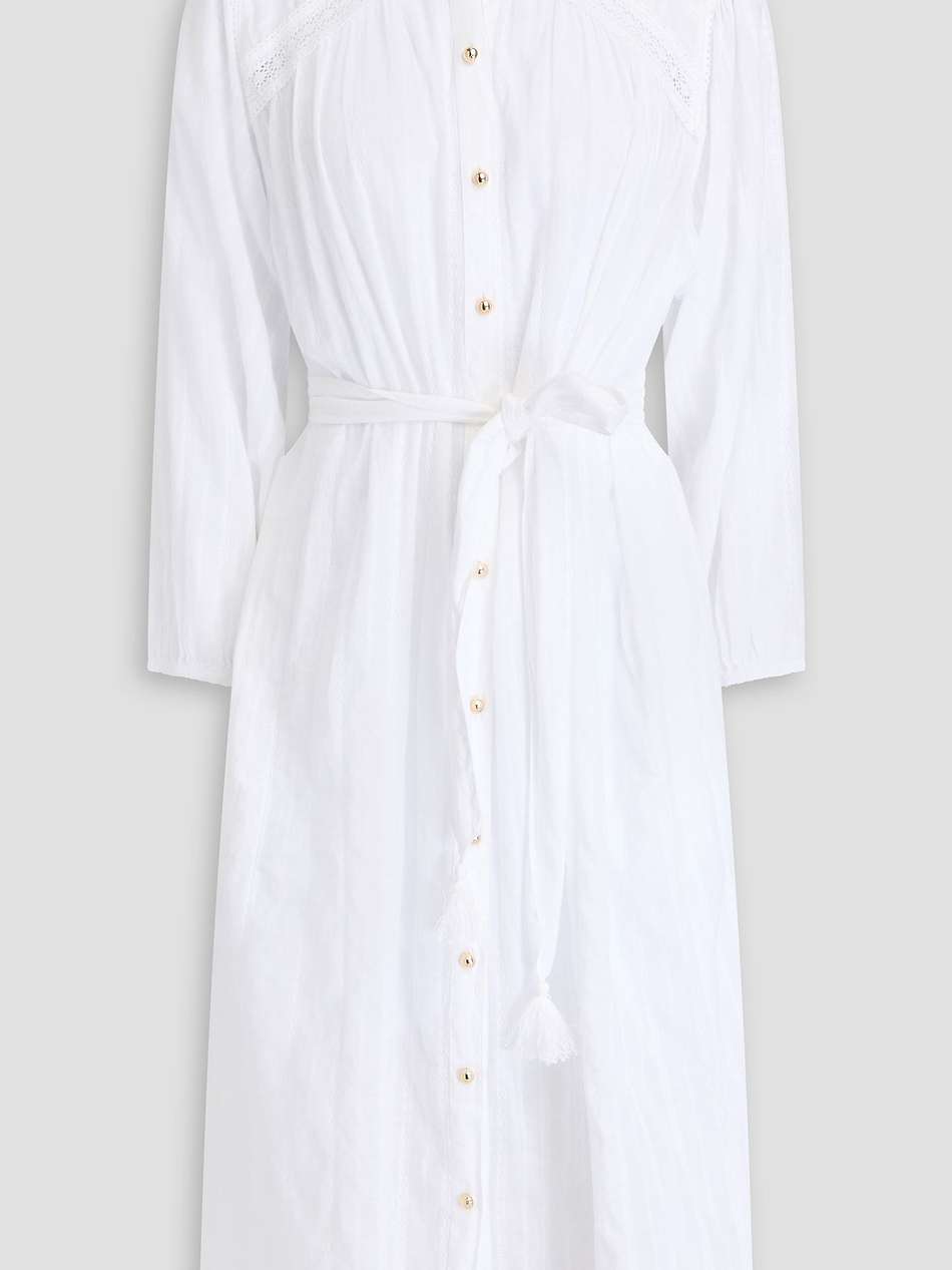 cressida lace-trimmed cotton-jacquard midi dress