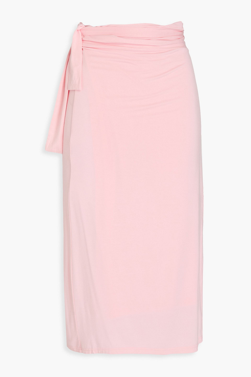 Melissa Odabash Ida Asymmetric Jersey Midi Wrap Skirt In Baby Pink