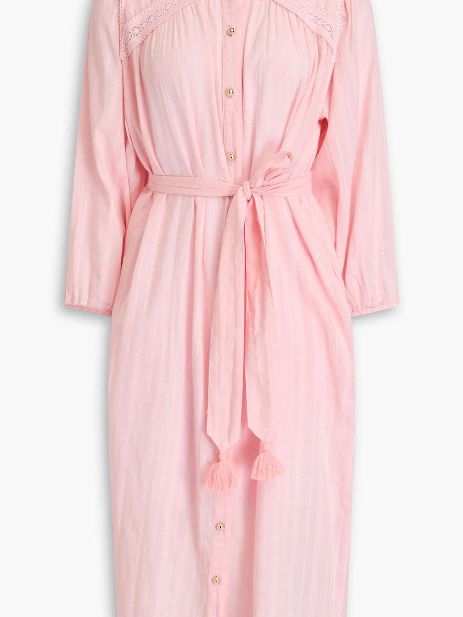 cressida lace-trimmed cotton-jacquard midi dress