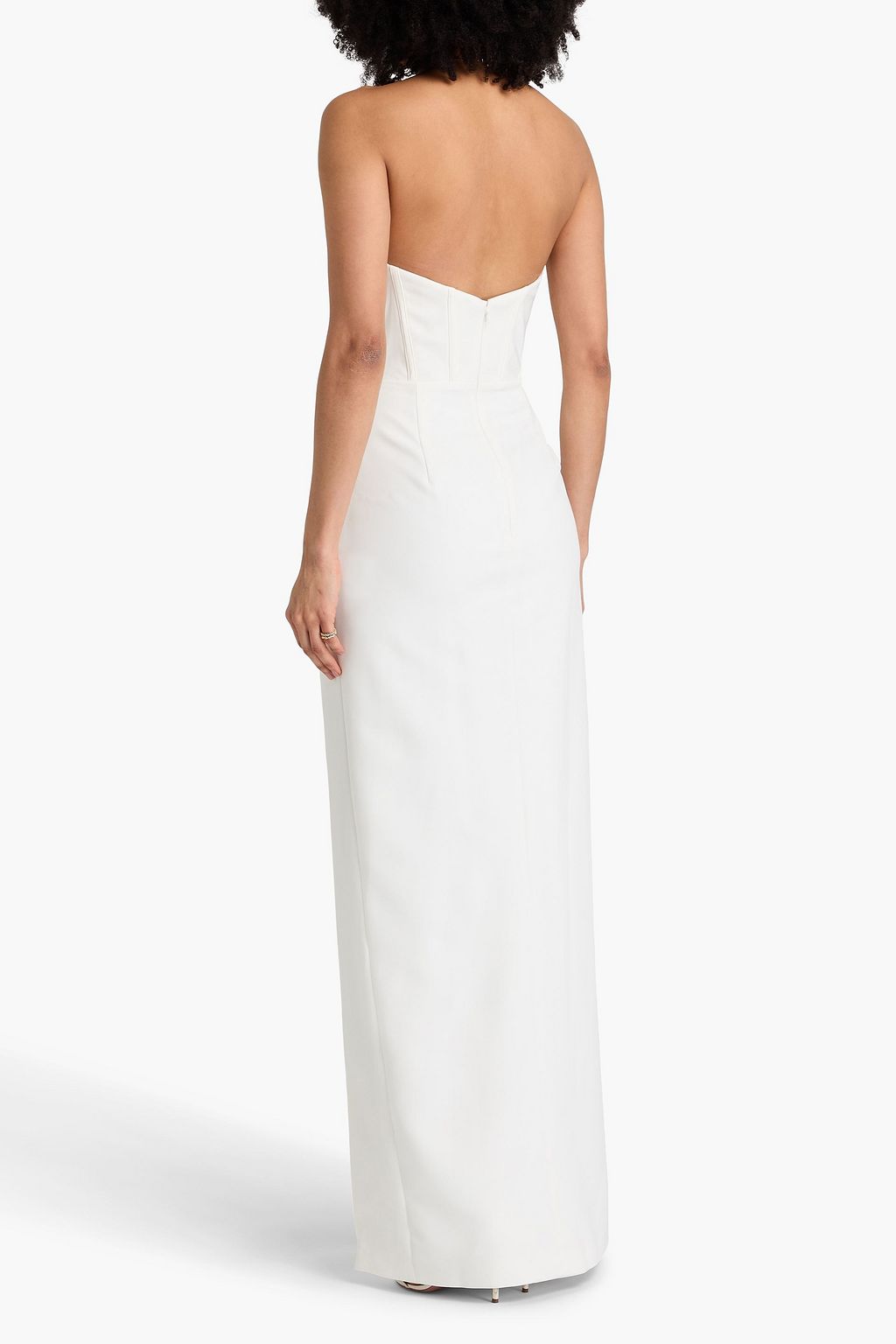 MARCHESA NOTTE ストレッチクレープ マキシワンピース ストラップレス ツイスト入り