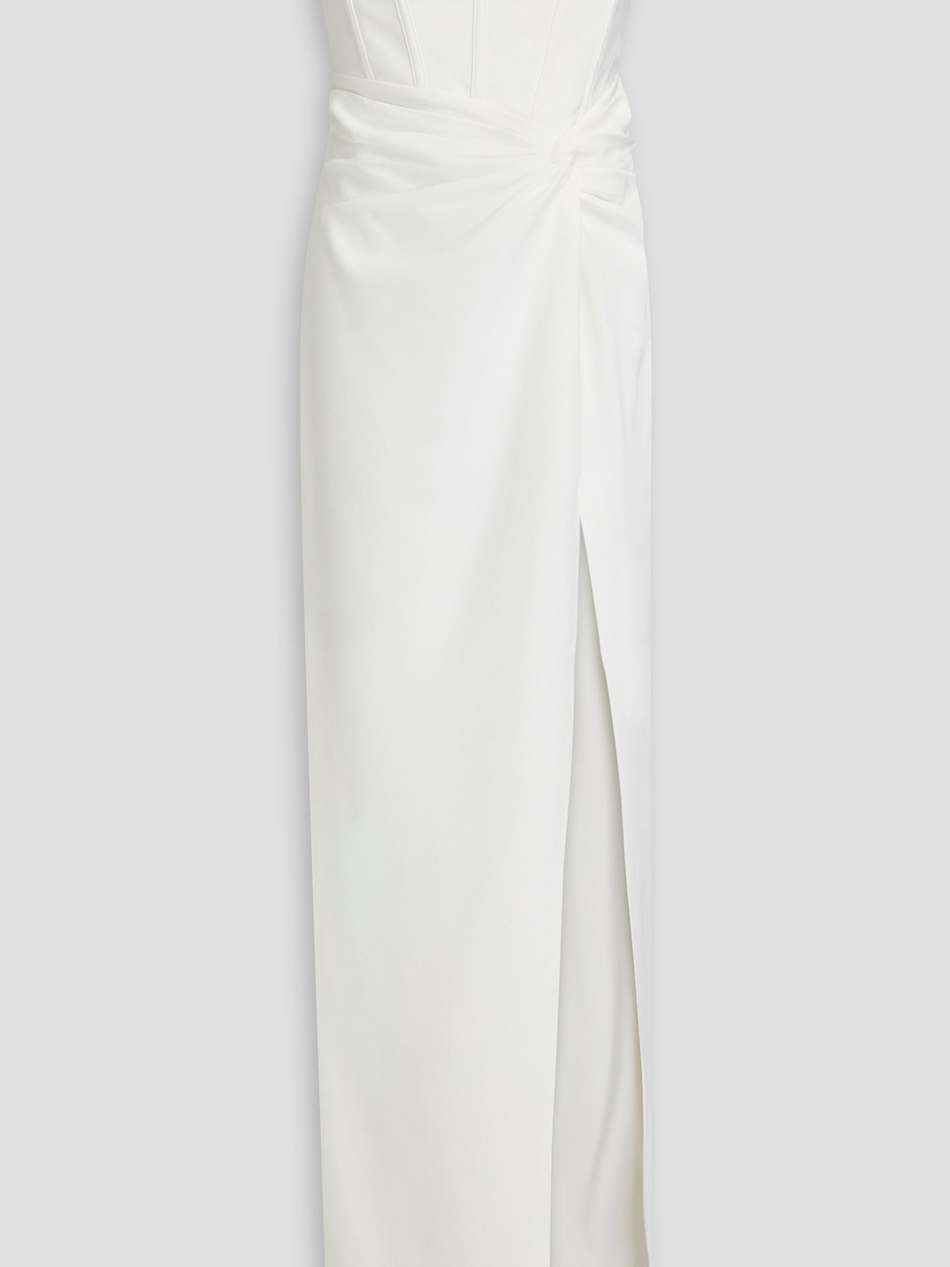 strapless twisted stretch-crepe maxi dress