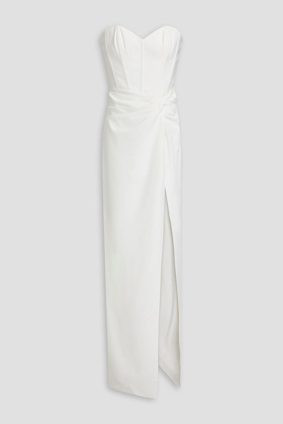Strapless twisted stretch-crepe maxi dress