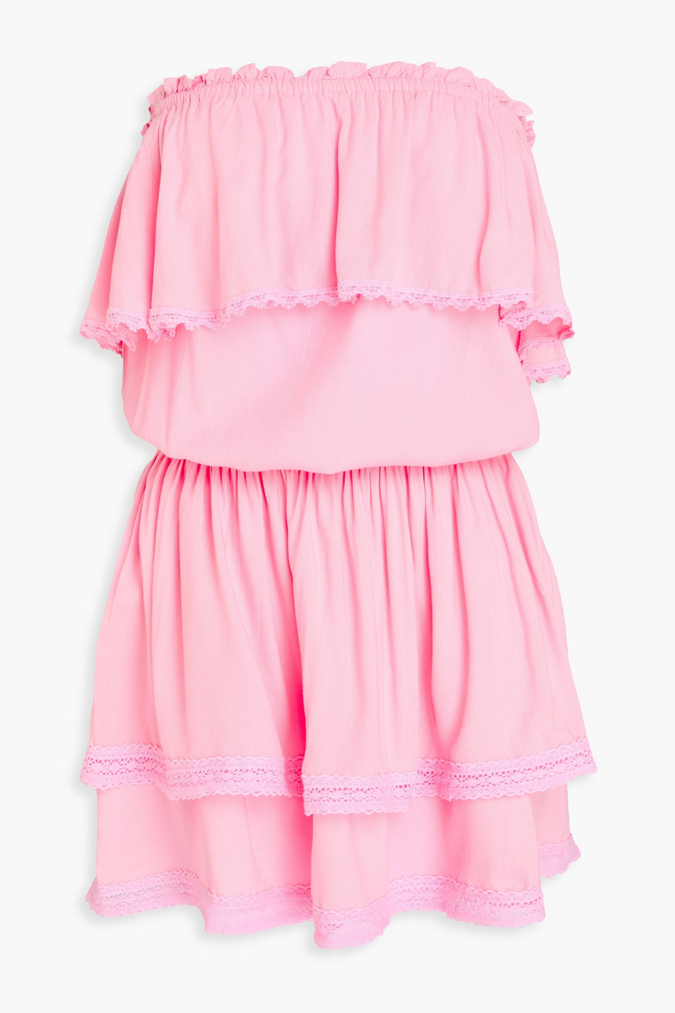 Melissa Odabash Salma Strapless Tiered Woven Mini Dress In Baby Pink