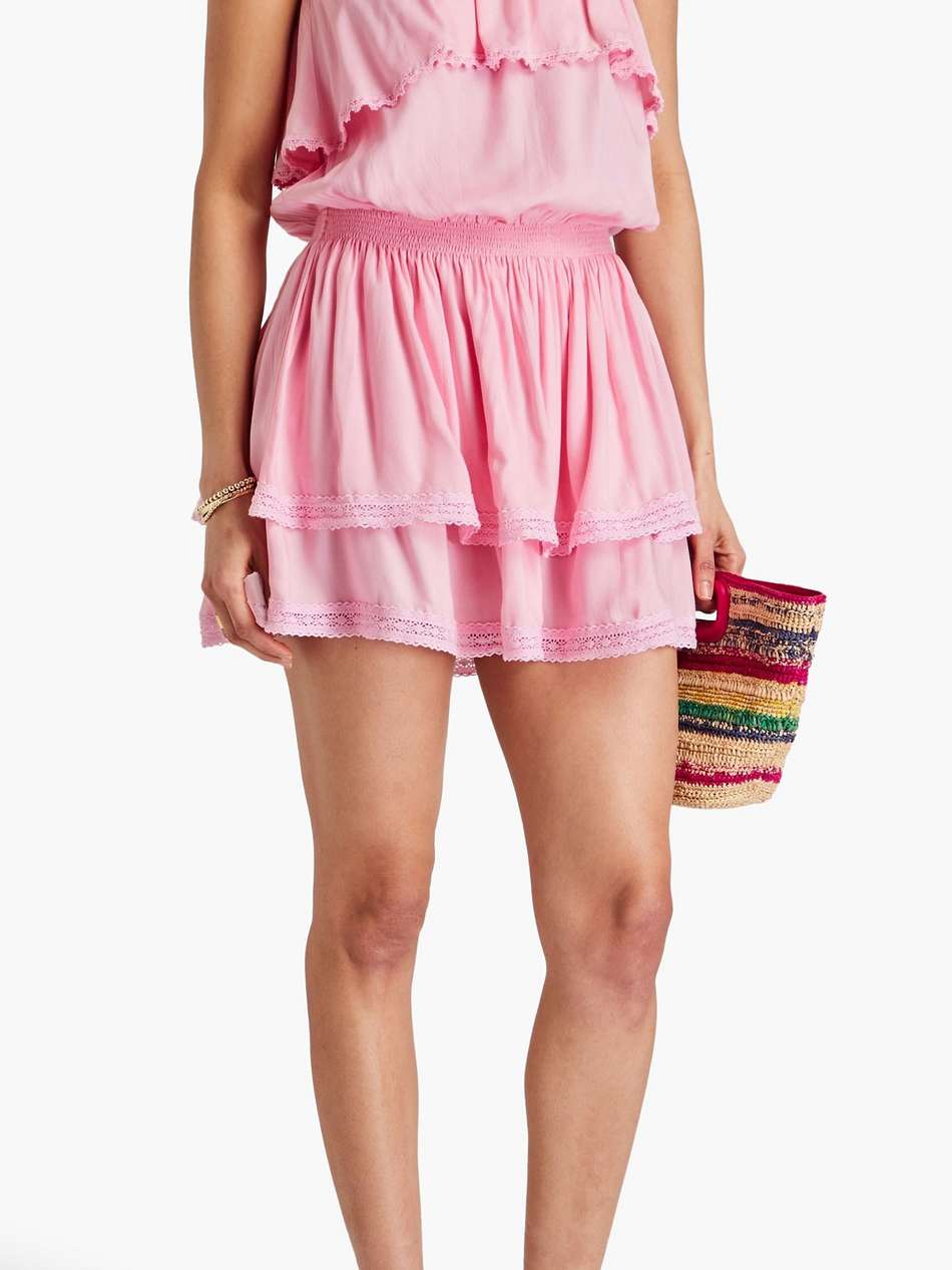 salma strapless tiered woven mini dress