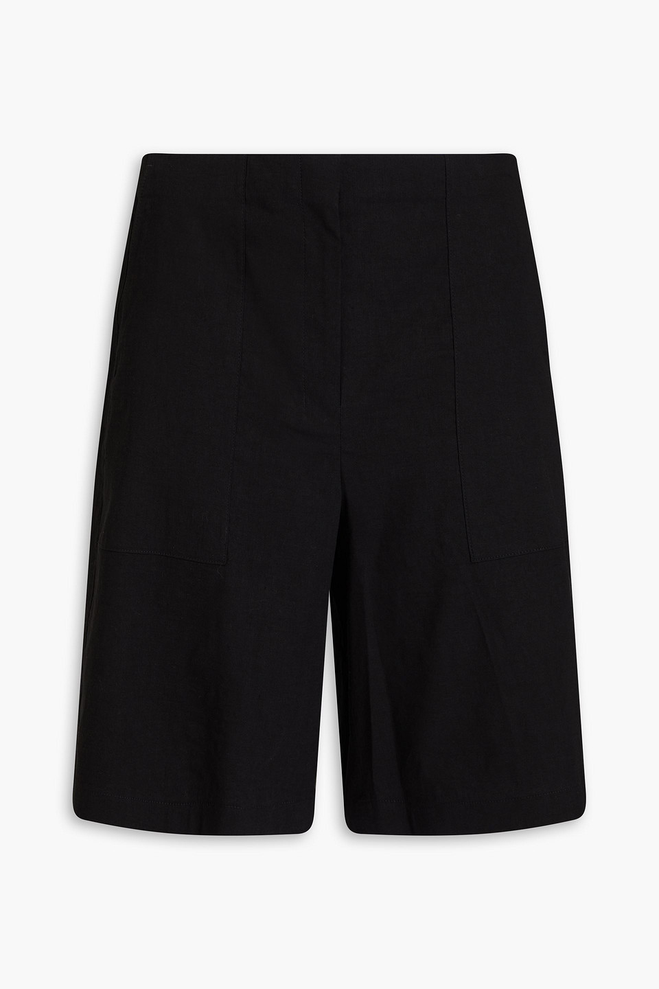 Theory Linen-blend Crepe Shorts In Schwarz