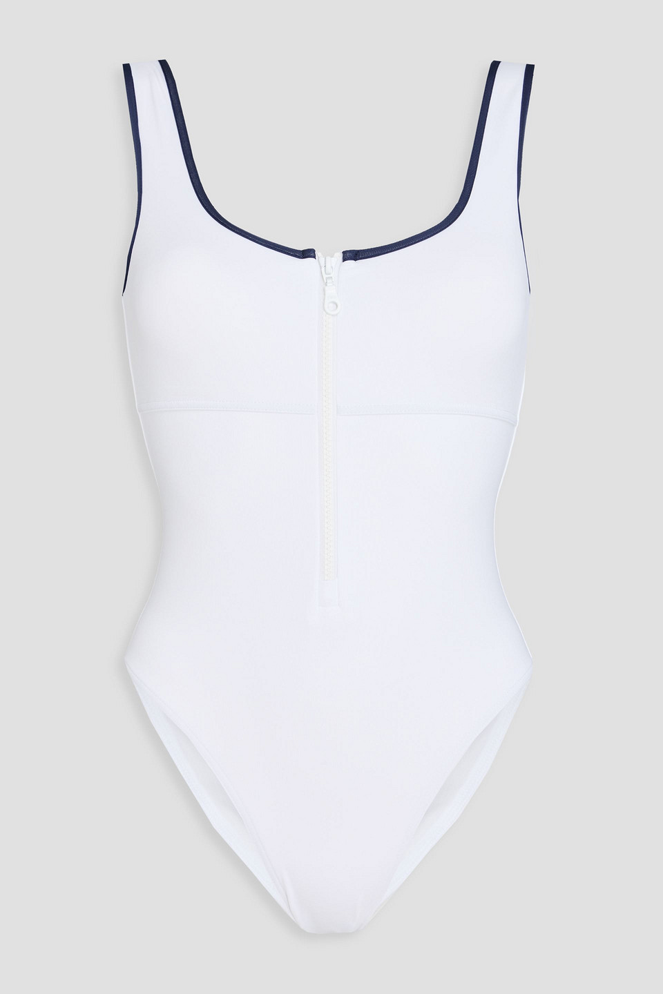 Melissa Odabash Bellino Zip-up One-piece Swimsuit In White