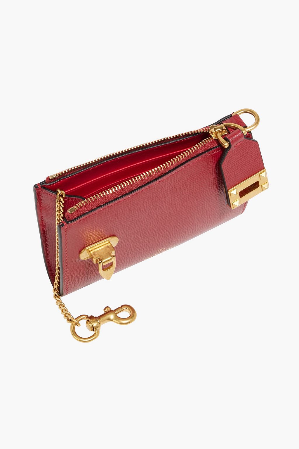 VALENTINO GARAVANI Rockstud textured-leather cardholder