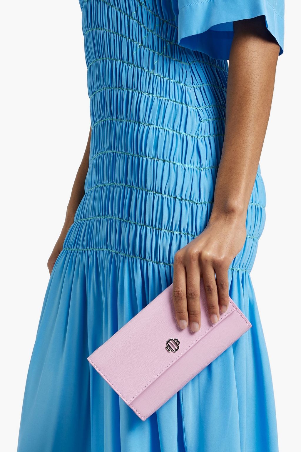 MAJE Crinkled patent-leather clutch