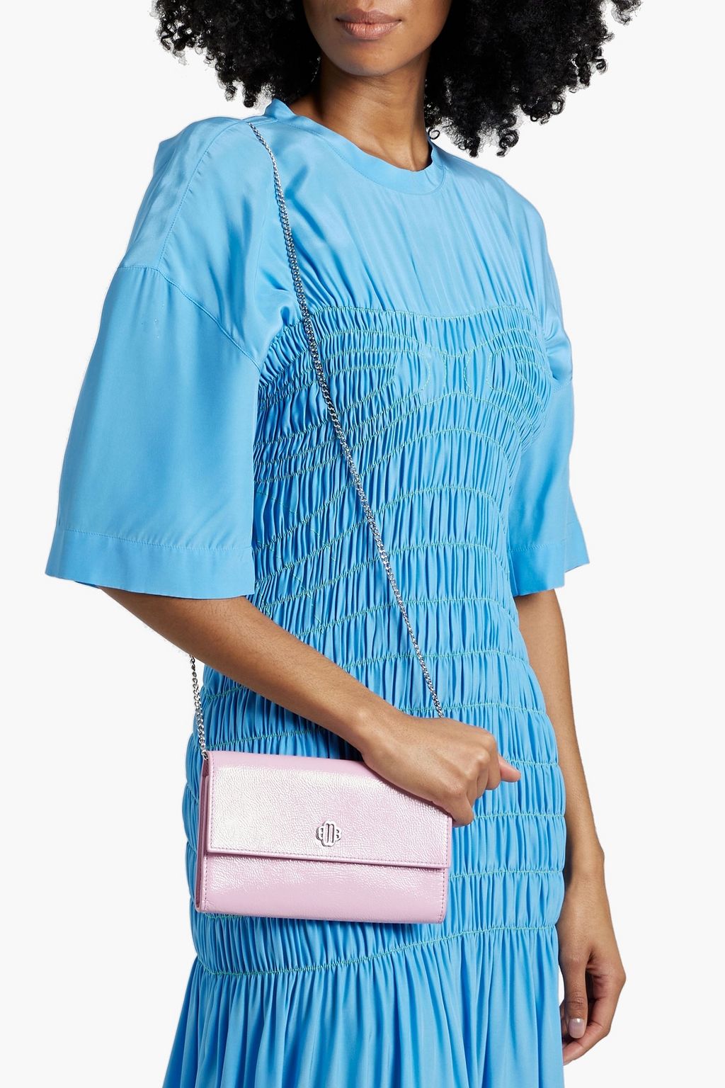 MAJE Crinkled patent-leather clutch