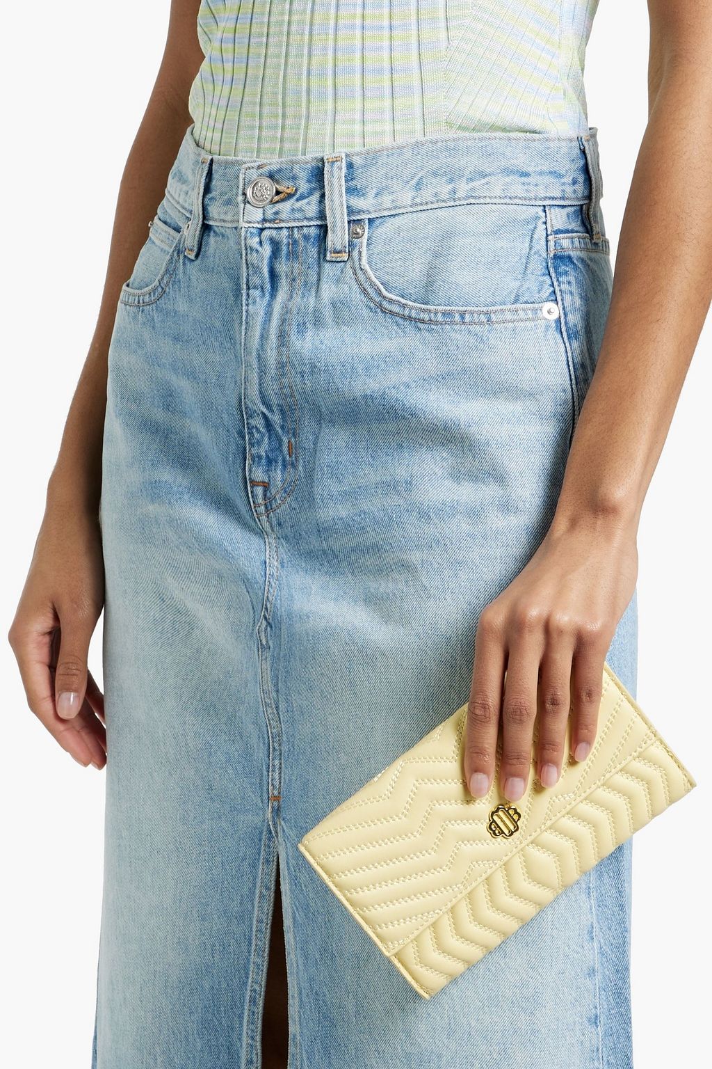 MAJE Quilted leather clutch