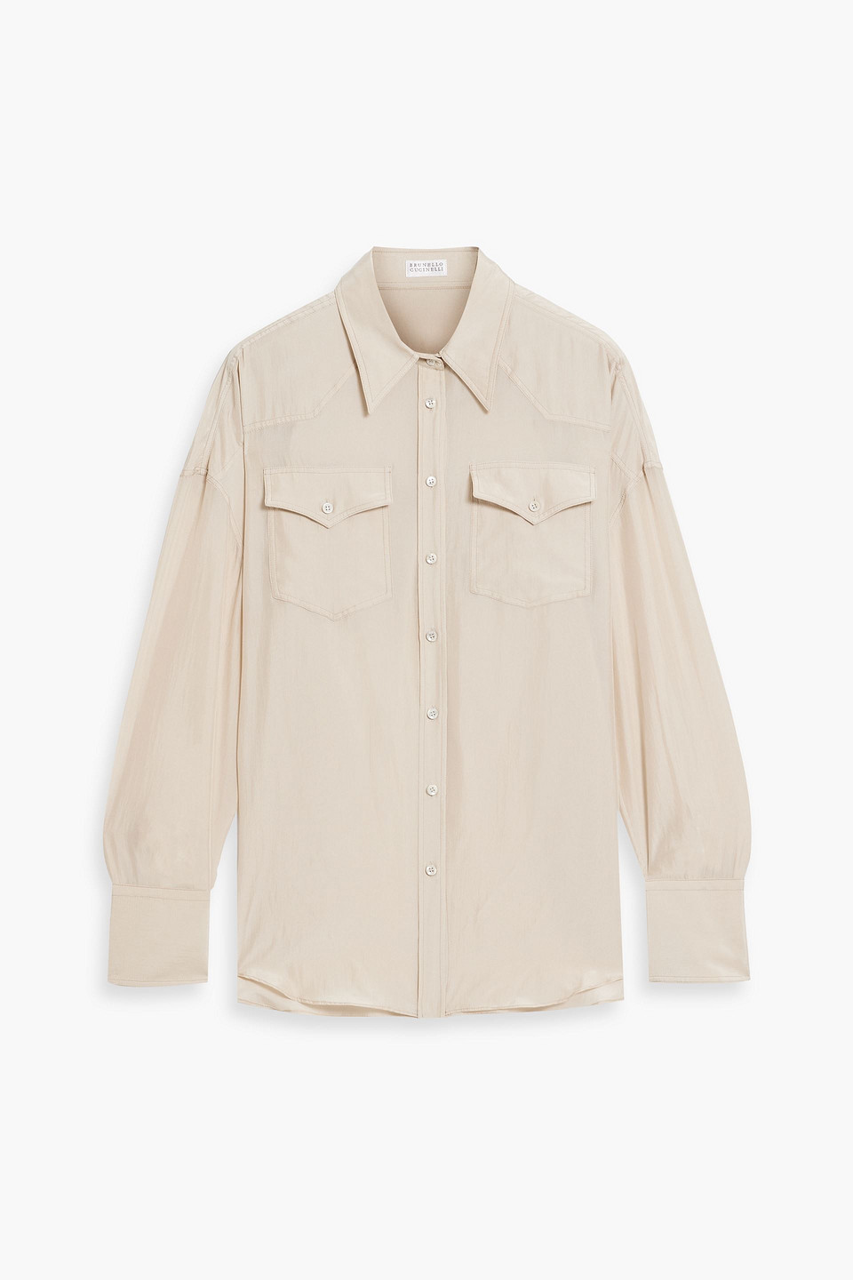 Brunello Cucinelli Silk-habotai Shirt In Neutral