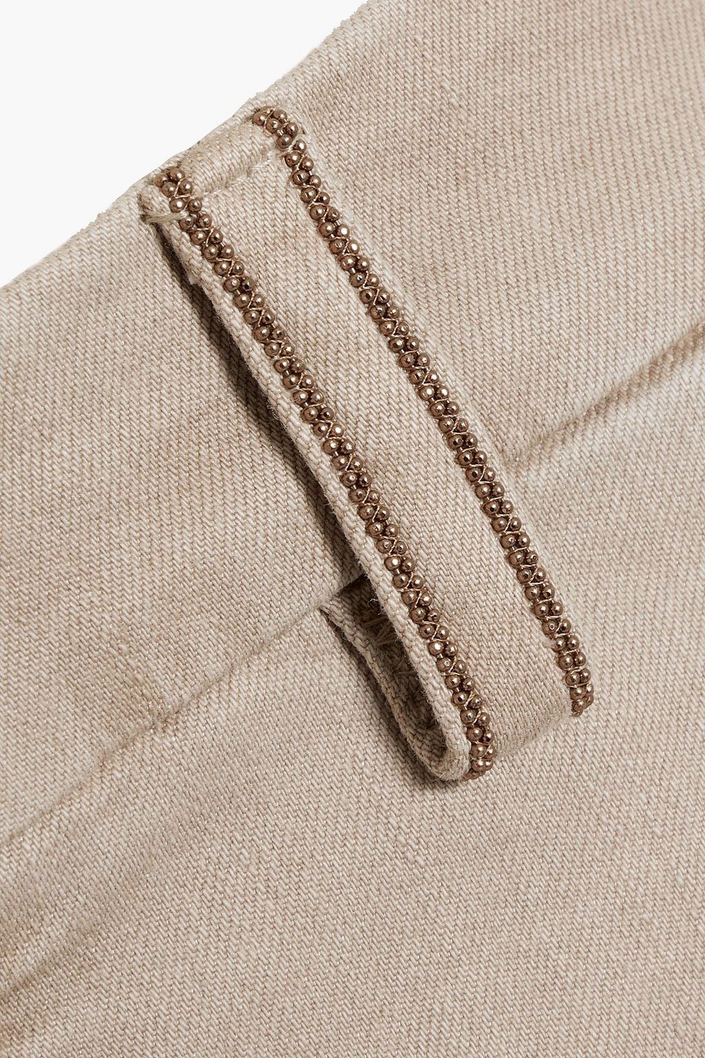 BRUNELLO CUCINELLI Cropped bead-embellished cotton-blend twill slim-leg pants