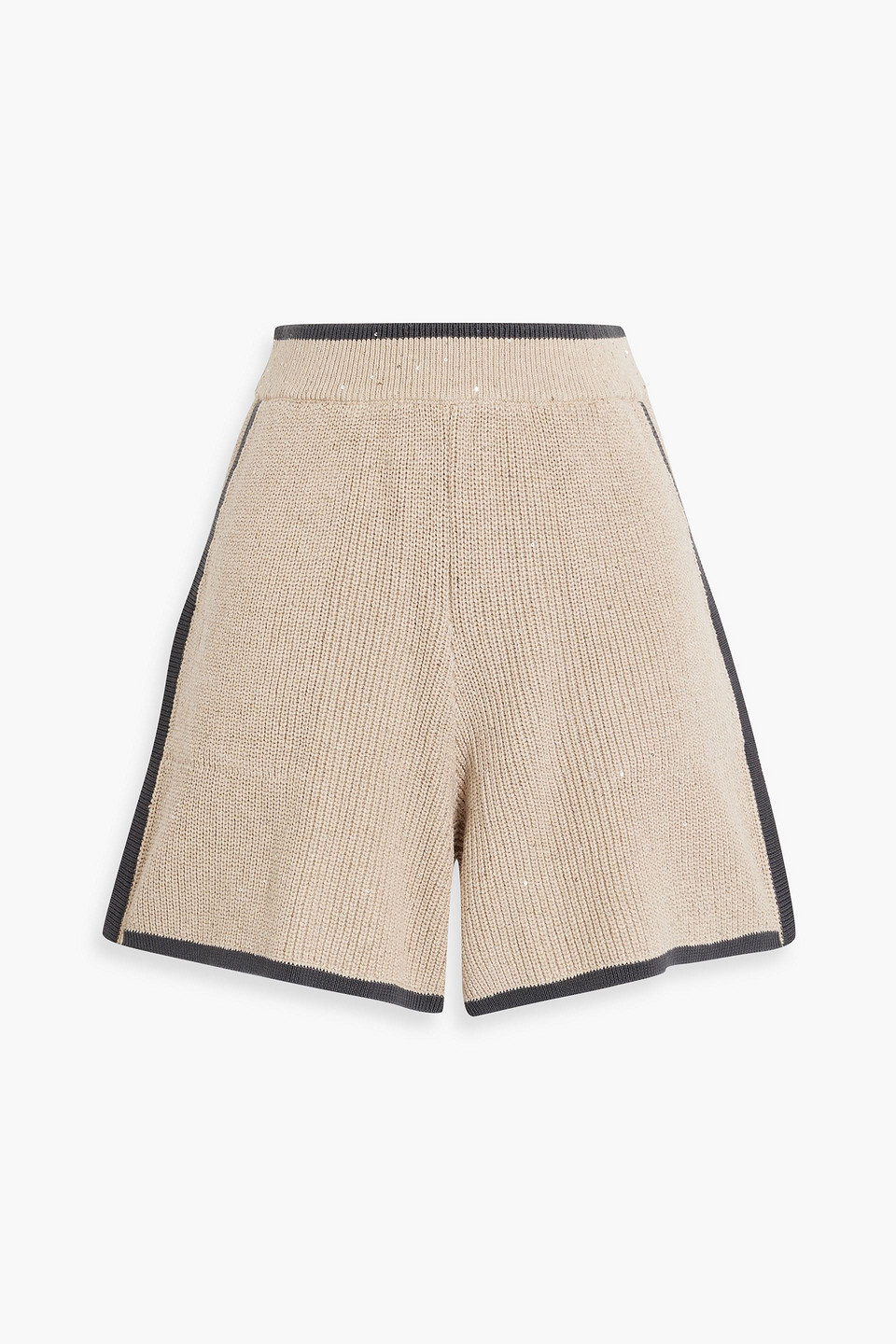 Brunello Cucinelli Sequin-embellished Cotton-blend Shorts In Light Brown