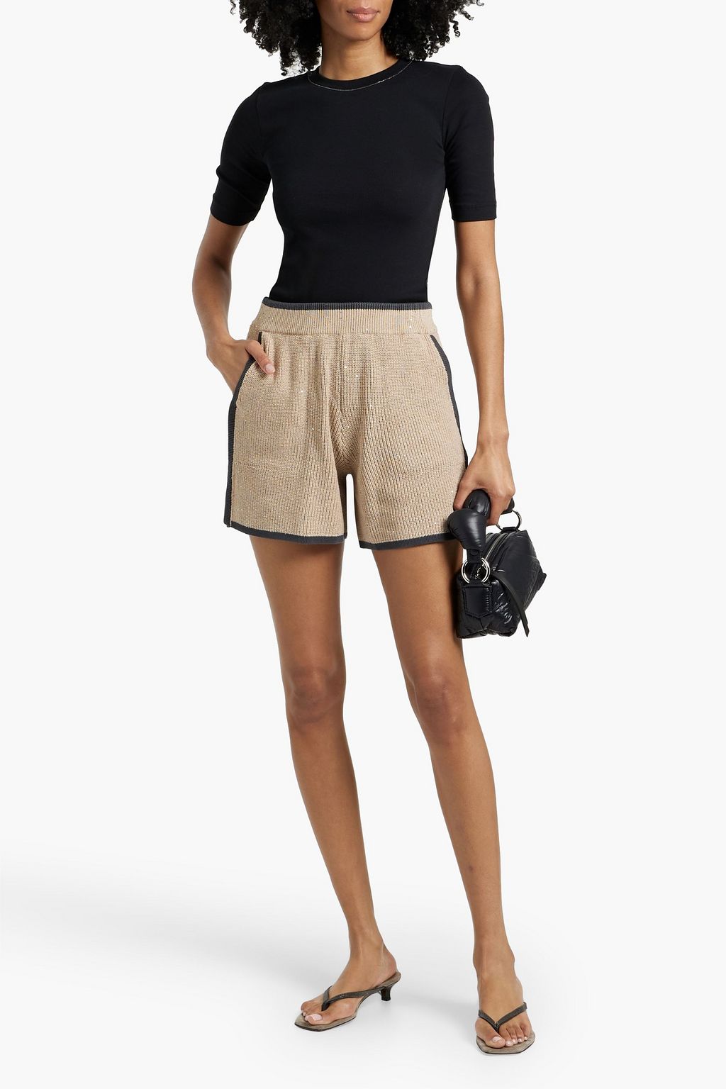 BRUNELLO CUCINELLI Sequin-embellished cotton-blend shorts