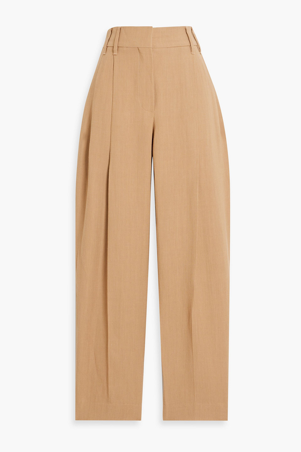 Brunello Cucinelli Cropped Twill Tapered Pants In Camel