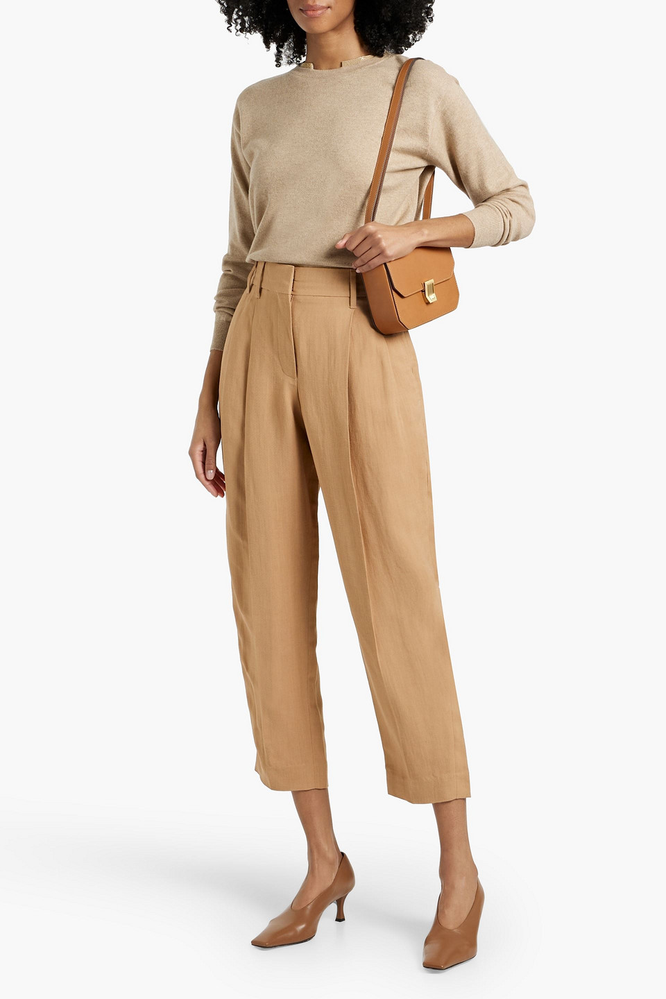 BRUNELLO CUCINELLI CROPPED TWILL TAPERED PANTS