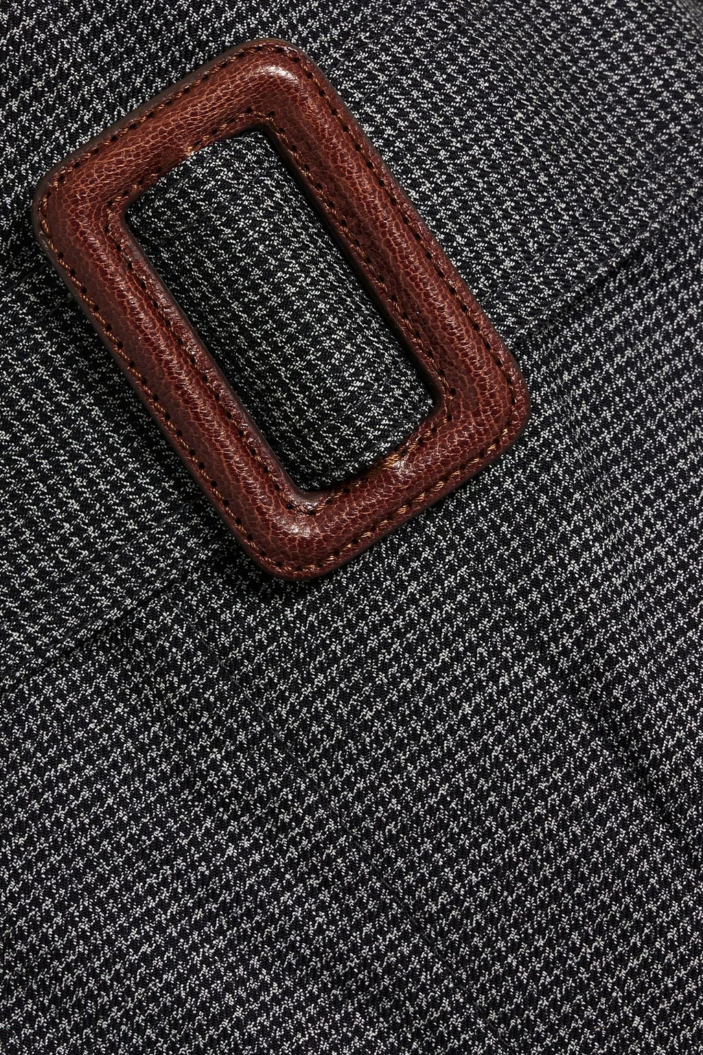 BRUNELLO CUCINELLI Cropped belted houndstooth wool tapered pants