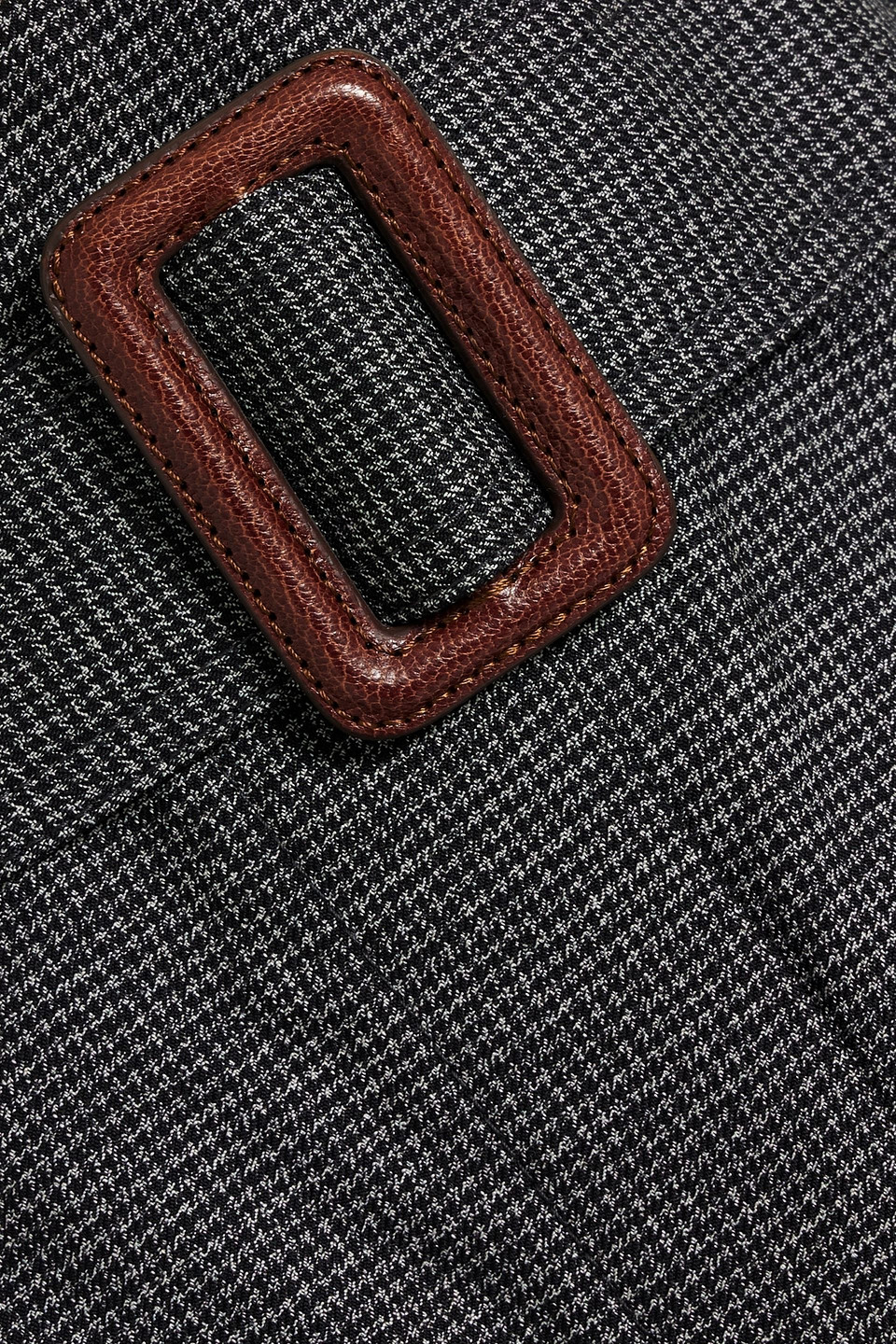 BRUNELLO CUCINELLI CROPPED BELTED HOUNDSTOOTH WOOL TAPERED PANTS