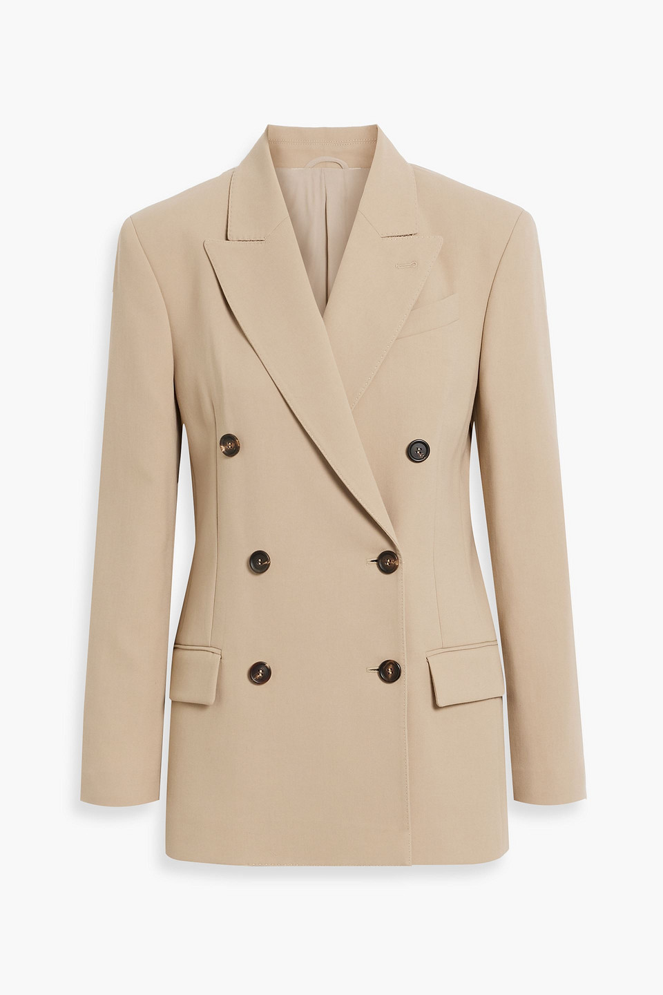 Brunello Cucinelli Double-breasted Bead-embellished Cotton Blazer In Neutral