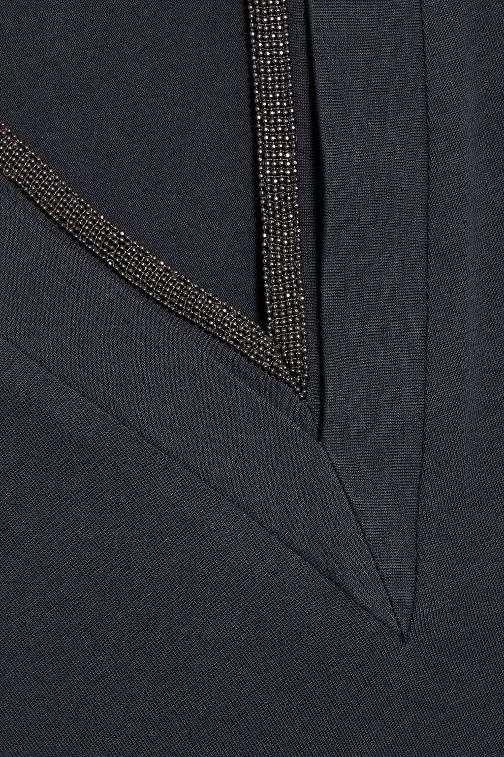 BRUNELLO CUCINELLI Bead-embellished stretch-cotton jersey T-shirt