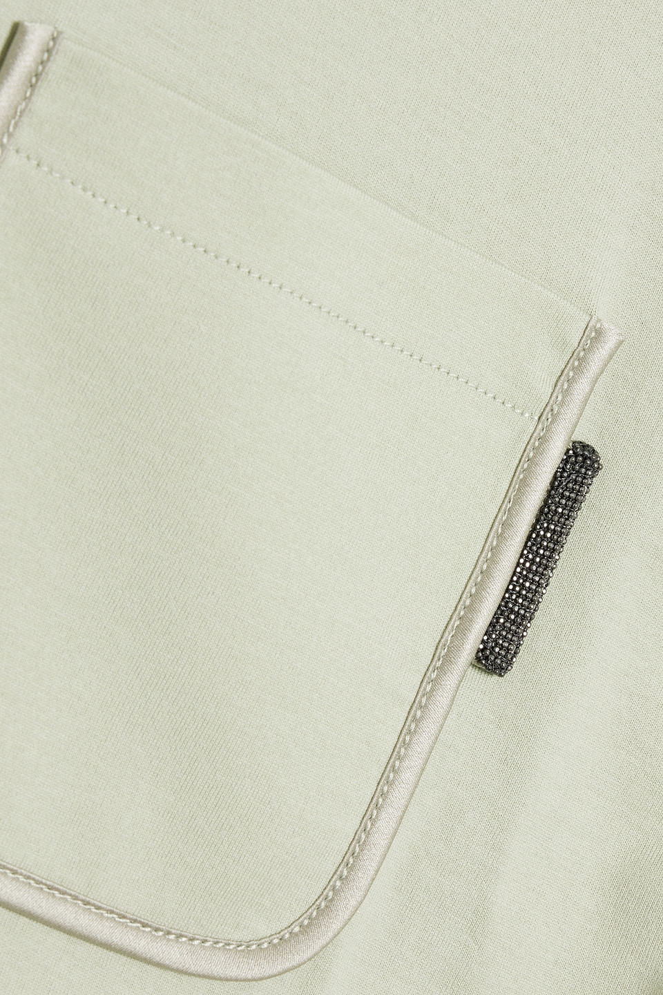 Brunello Cucinelli Bead-embellished Cotton-jersey T-shirt In Sage Green