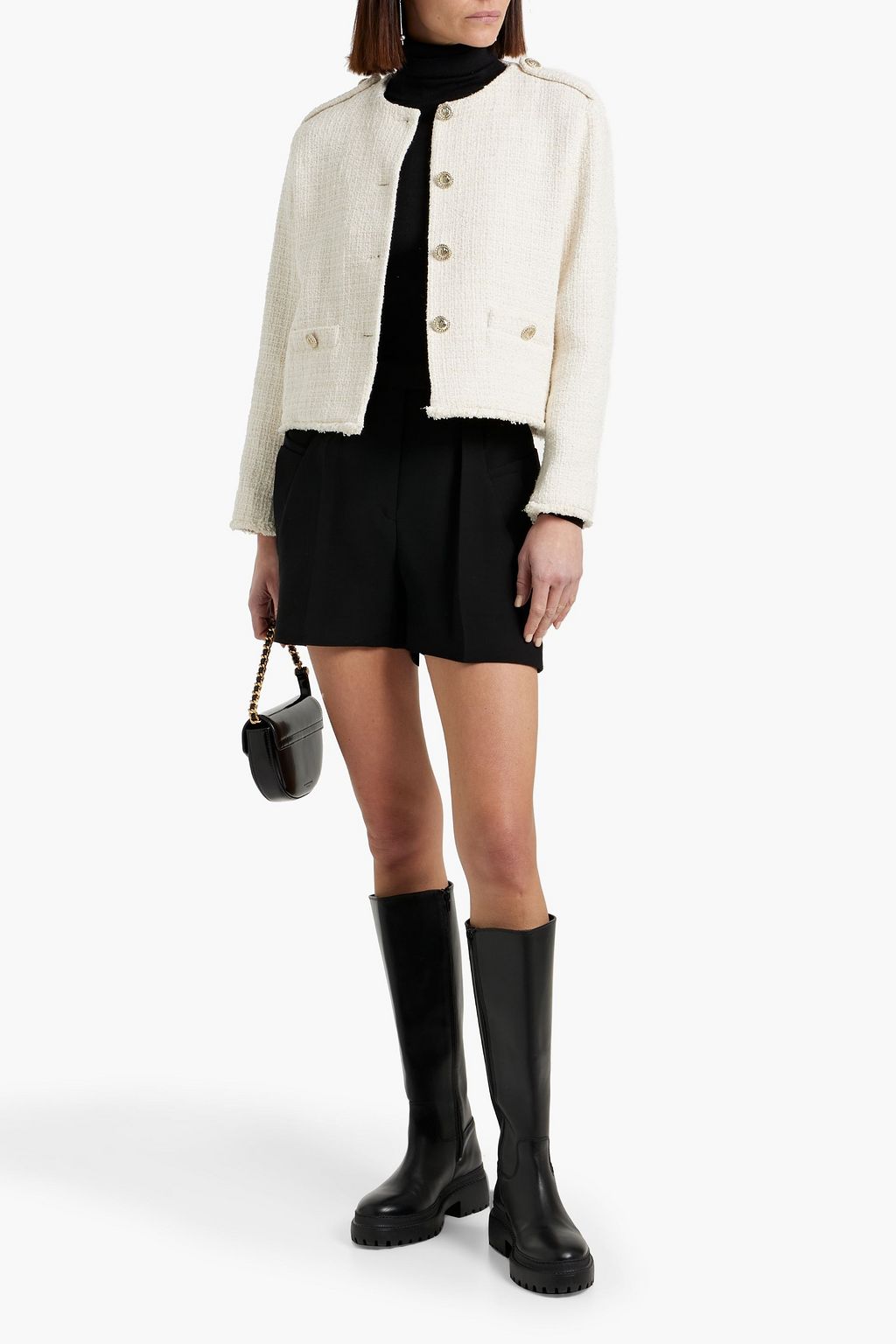 MAJE Metallic cotton-blend tweed jacket
