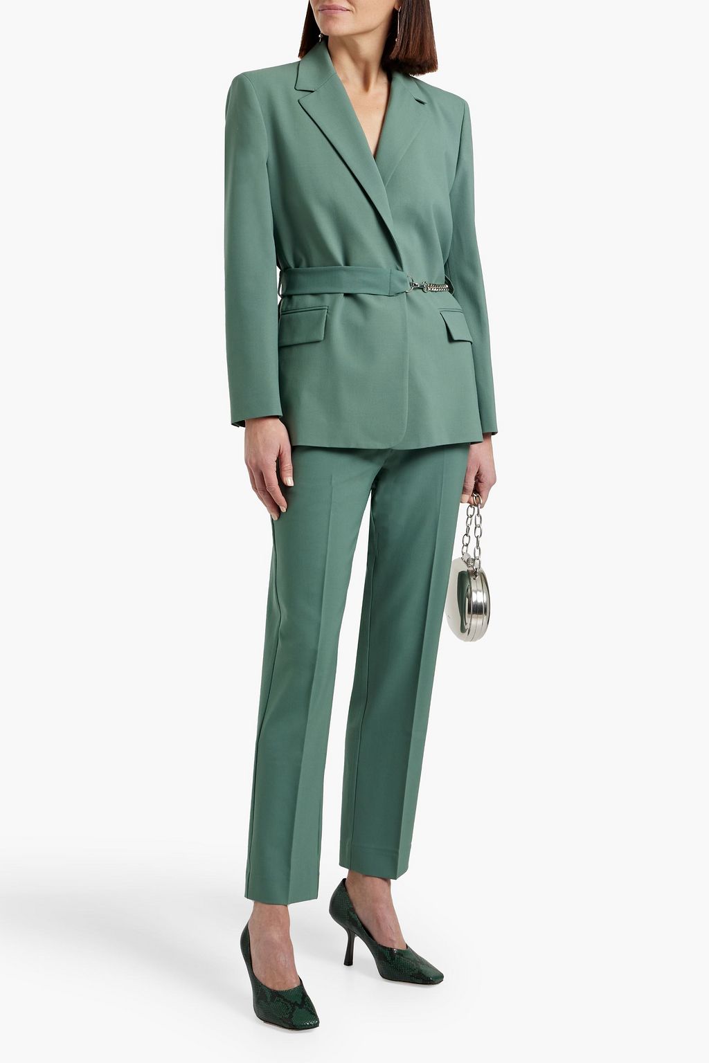 MAJE Belted twill blazer