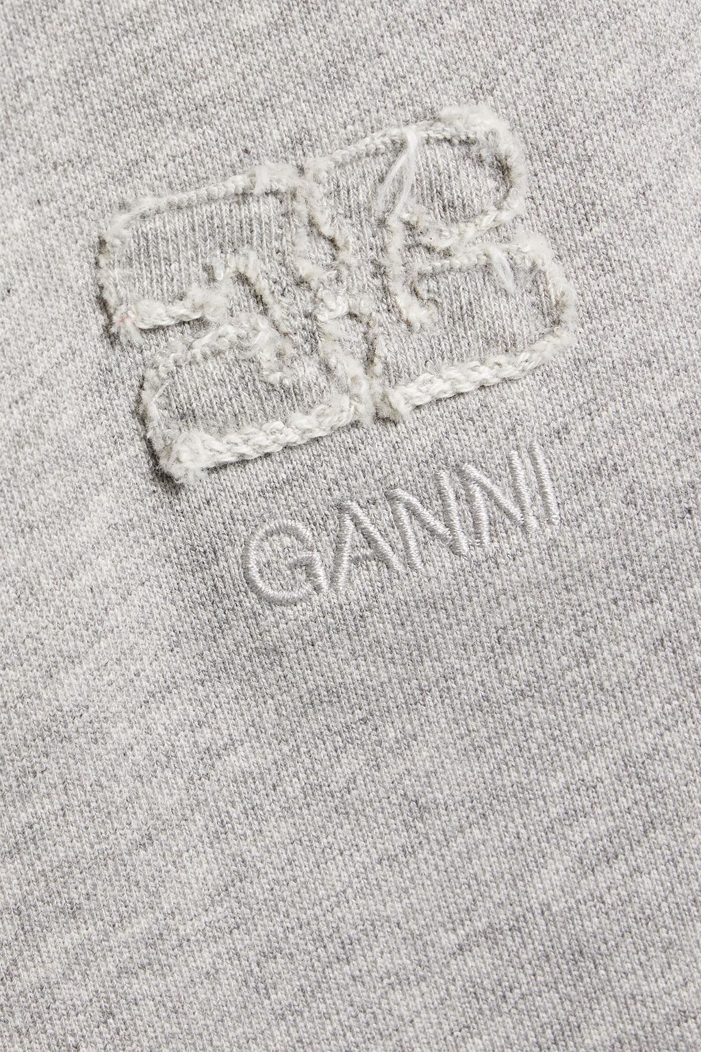 GANNI Appliquéd French cotton-terry shorts
