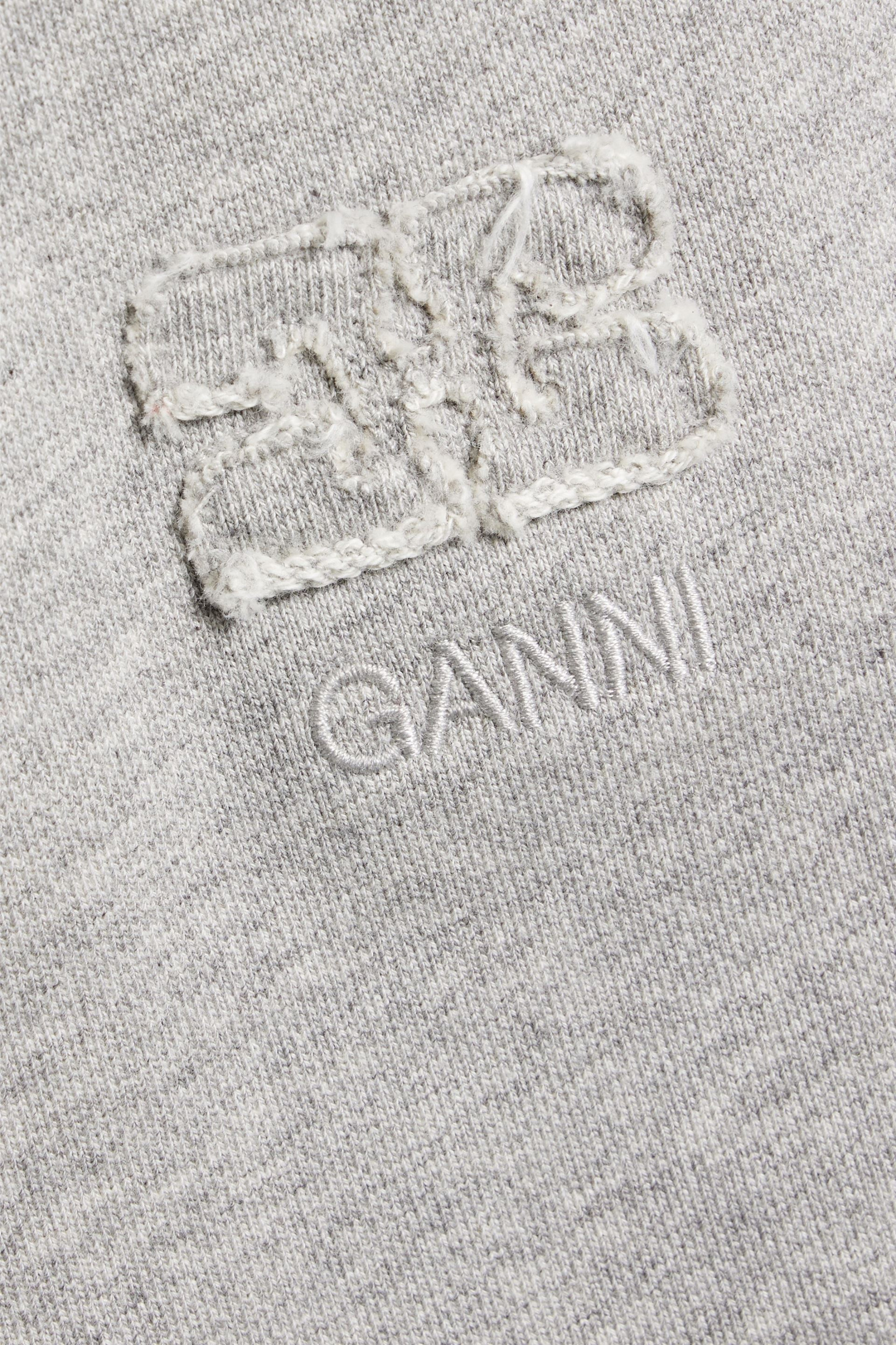 GANNI Appliquéd French cotton-terry shorts thumbnail