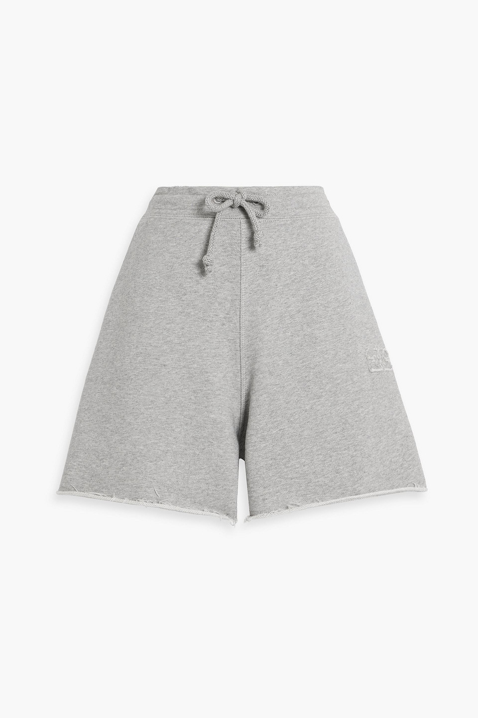 Ganni Appliquéd French Cotton-terry Shorts In Light Gray