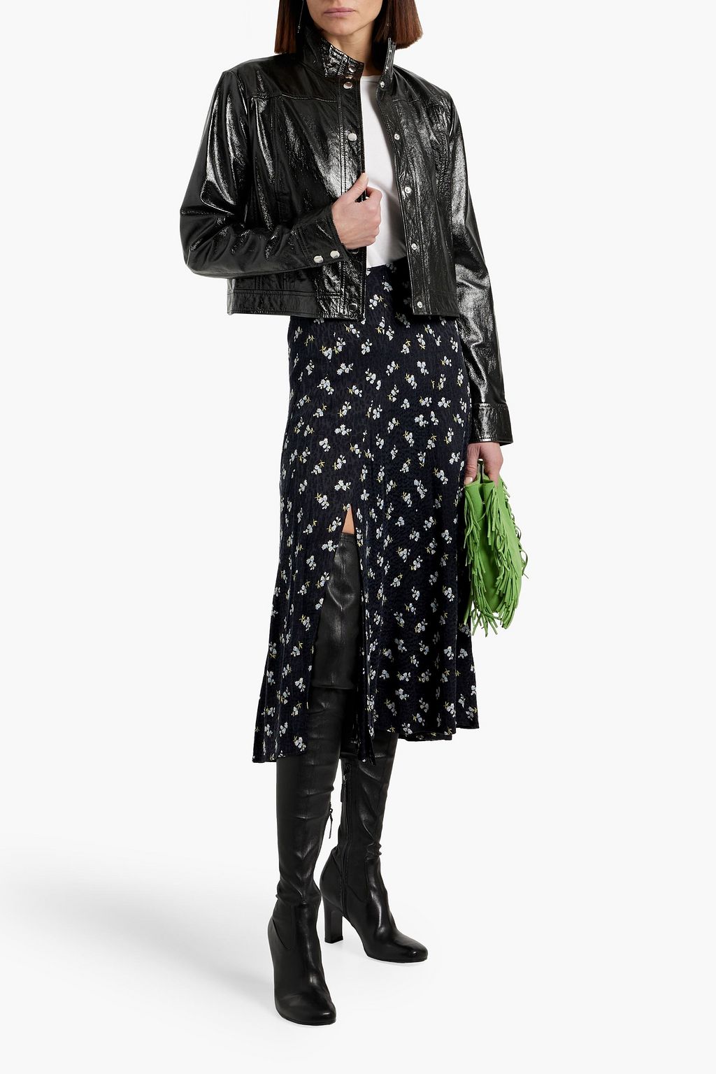 MAJE Crinkled patent-leather jacket