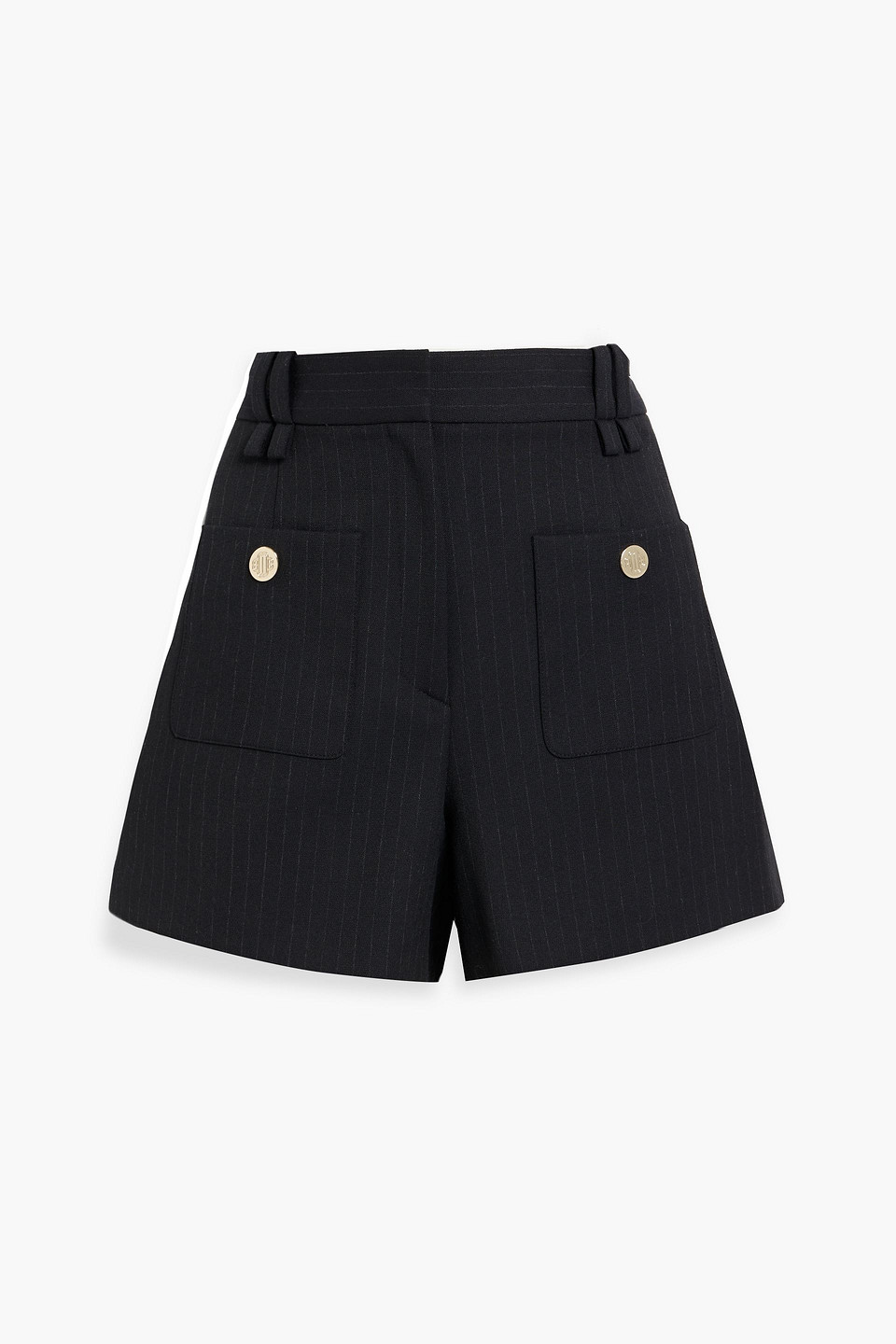 Maje Pinstriped Twill Shorts In Black
