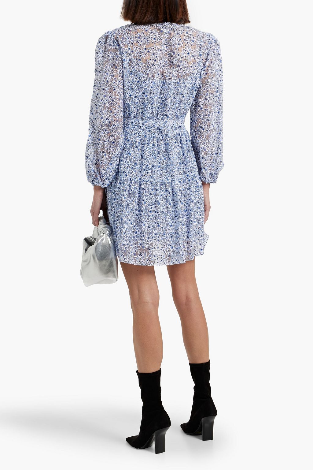 MAJE Burnout-effect floral-print woven mini dress