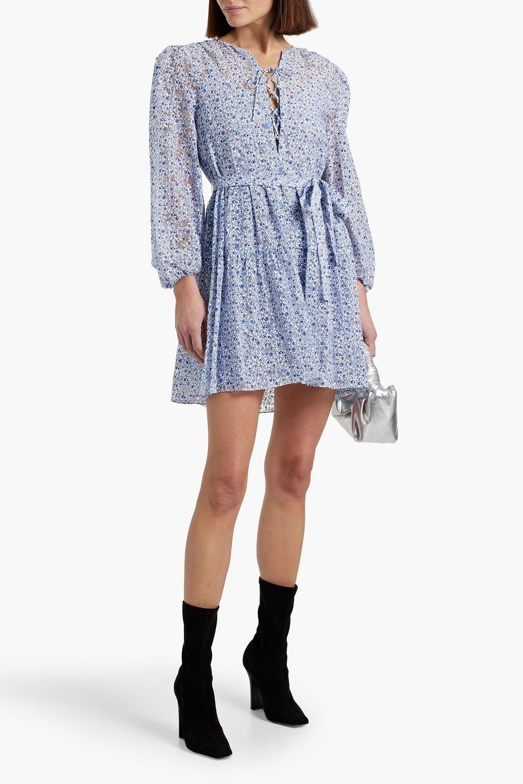 MAJE Burnout-effect floral-print woven mini dress