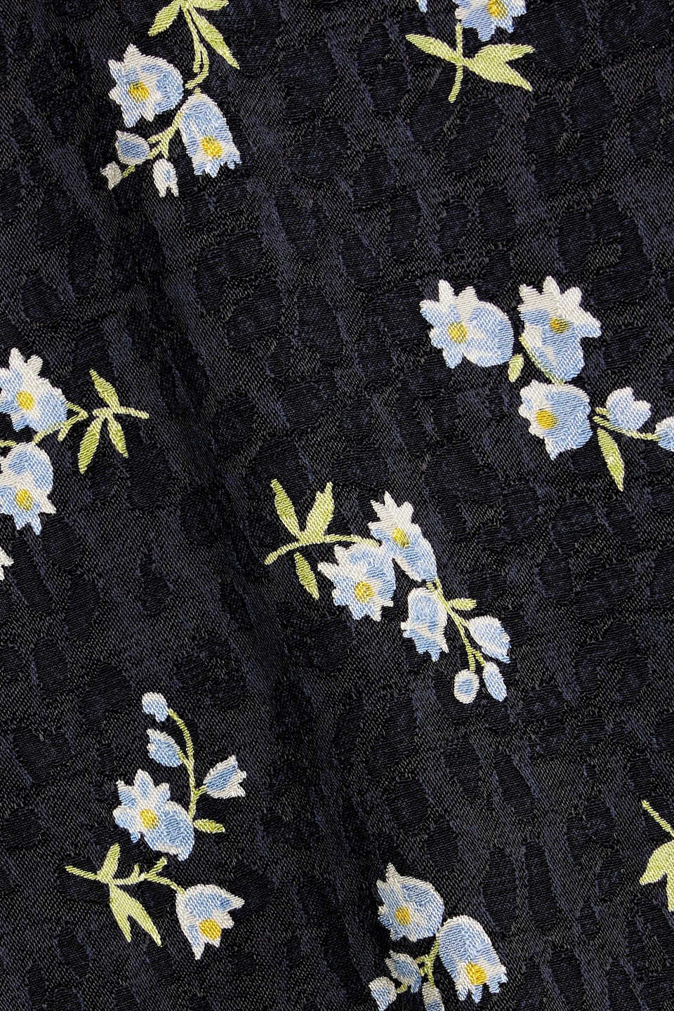 Maje Floral-print Cupro-blend Jacquard Midi Skirt In Midnight Blue