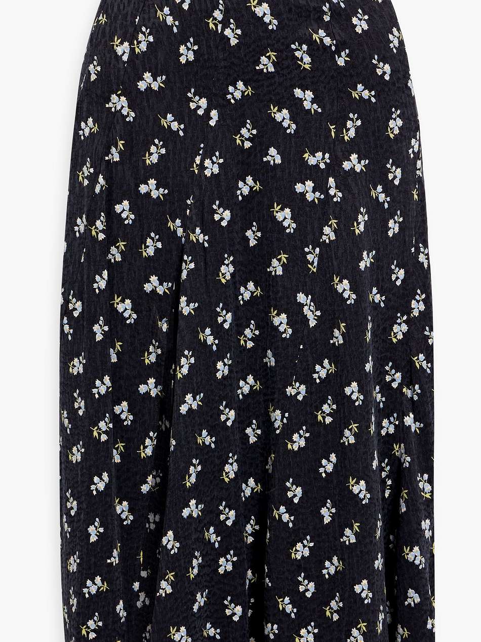 floral-print cupro-blend jacquard midi skirt