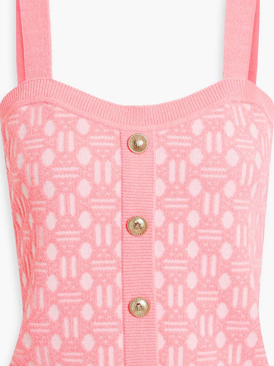 cropped embellished jacquard-knit top