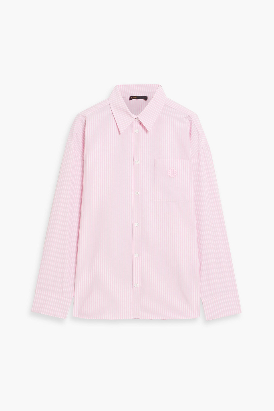 Maje Striped Cotton-blend Oxford Shirt In Baby Pink