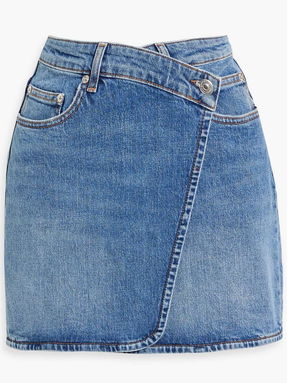 denim mini wrap skirt