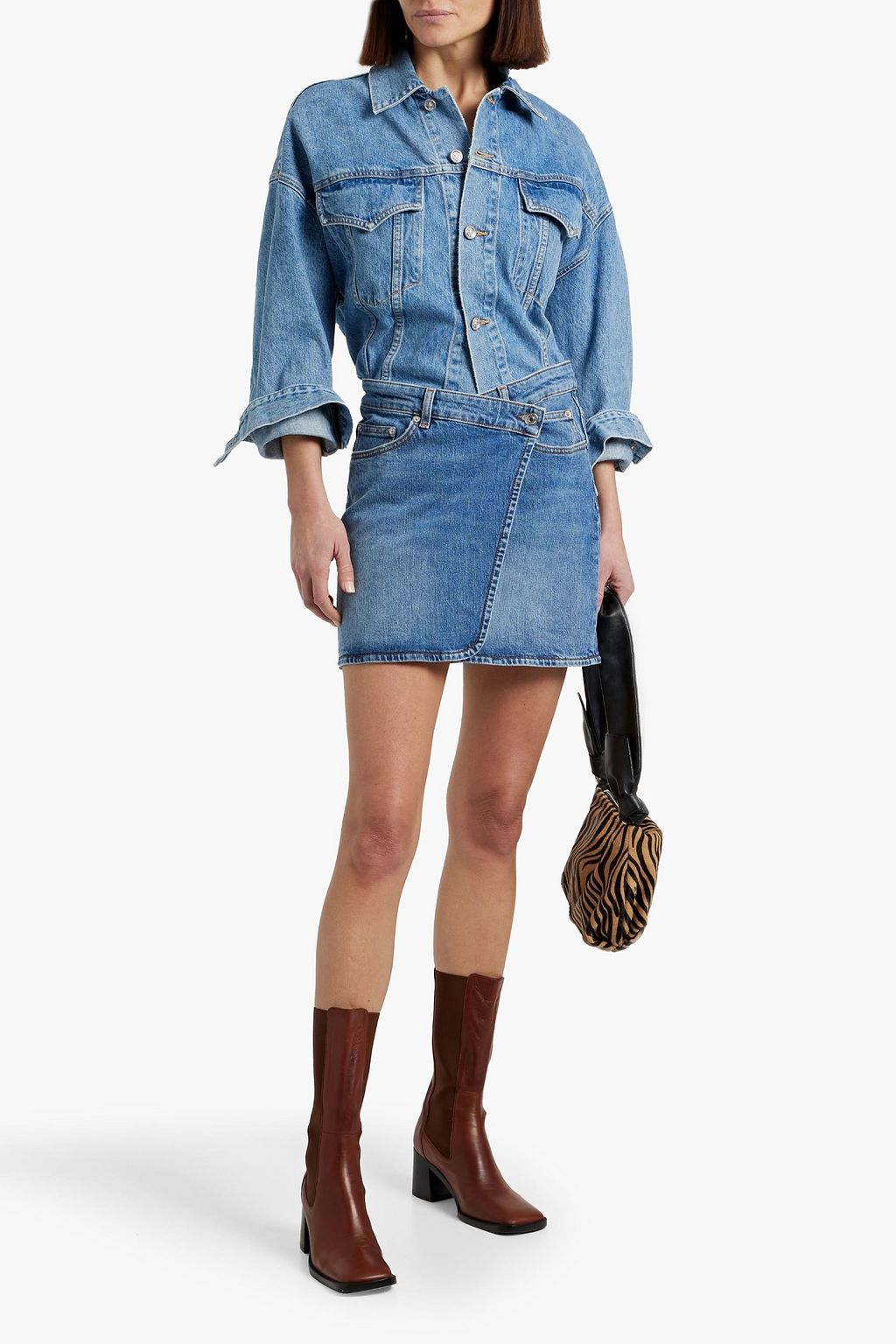 MAJE Denim mini wrap skirt