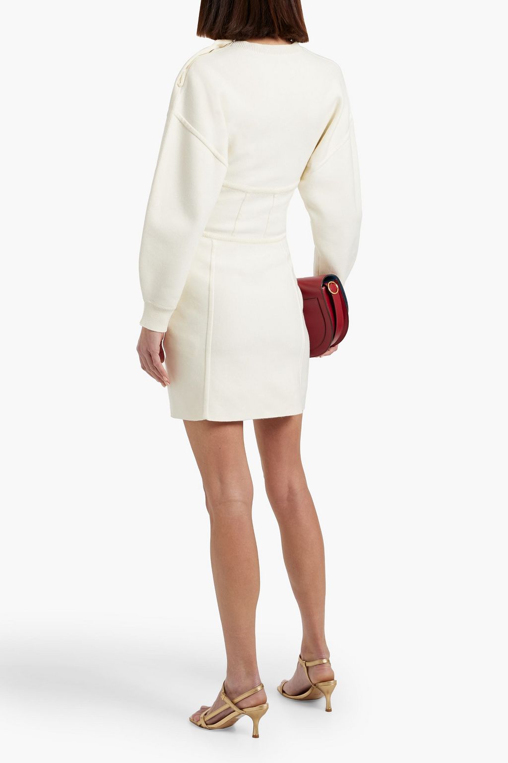 MAJE Button-detailed knitted mini dress