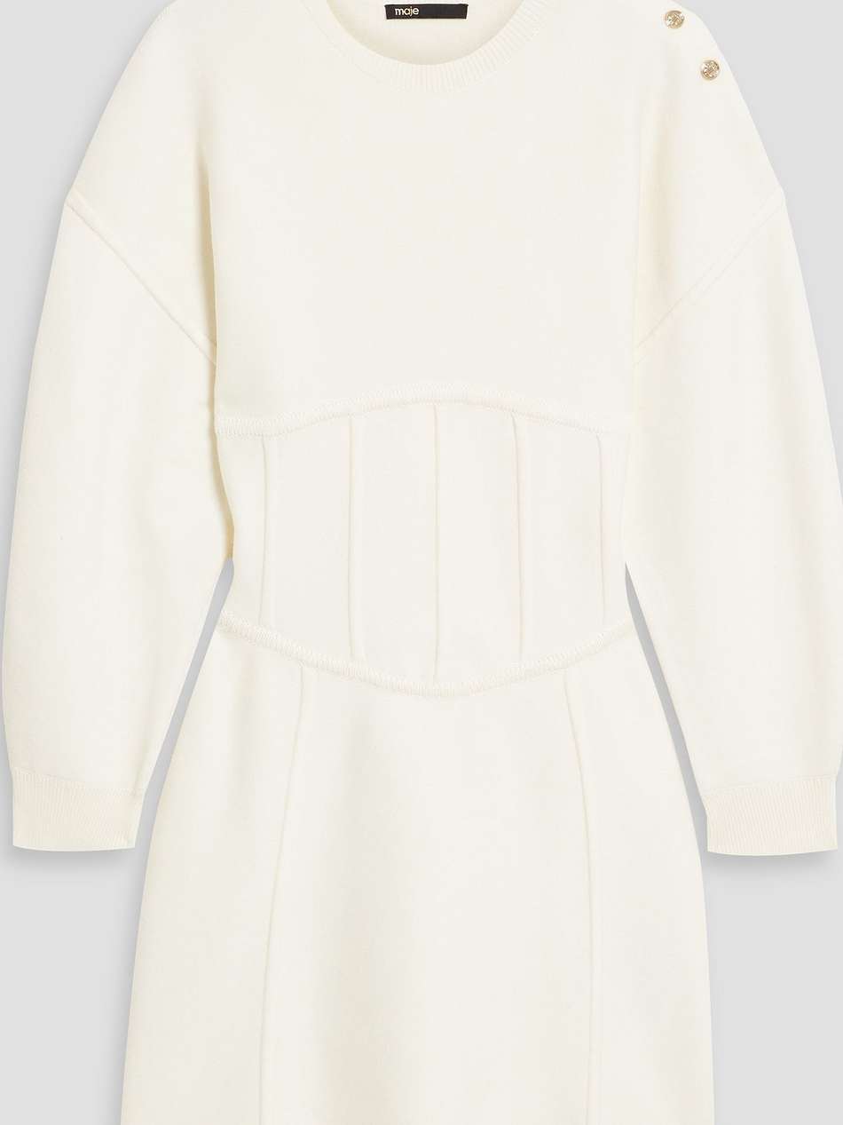 button-detailed knitted mini dress
