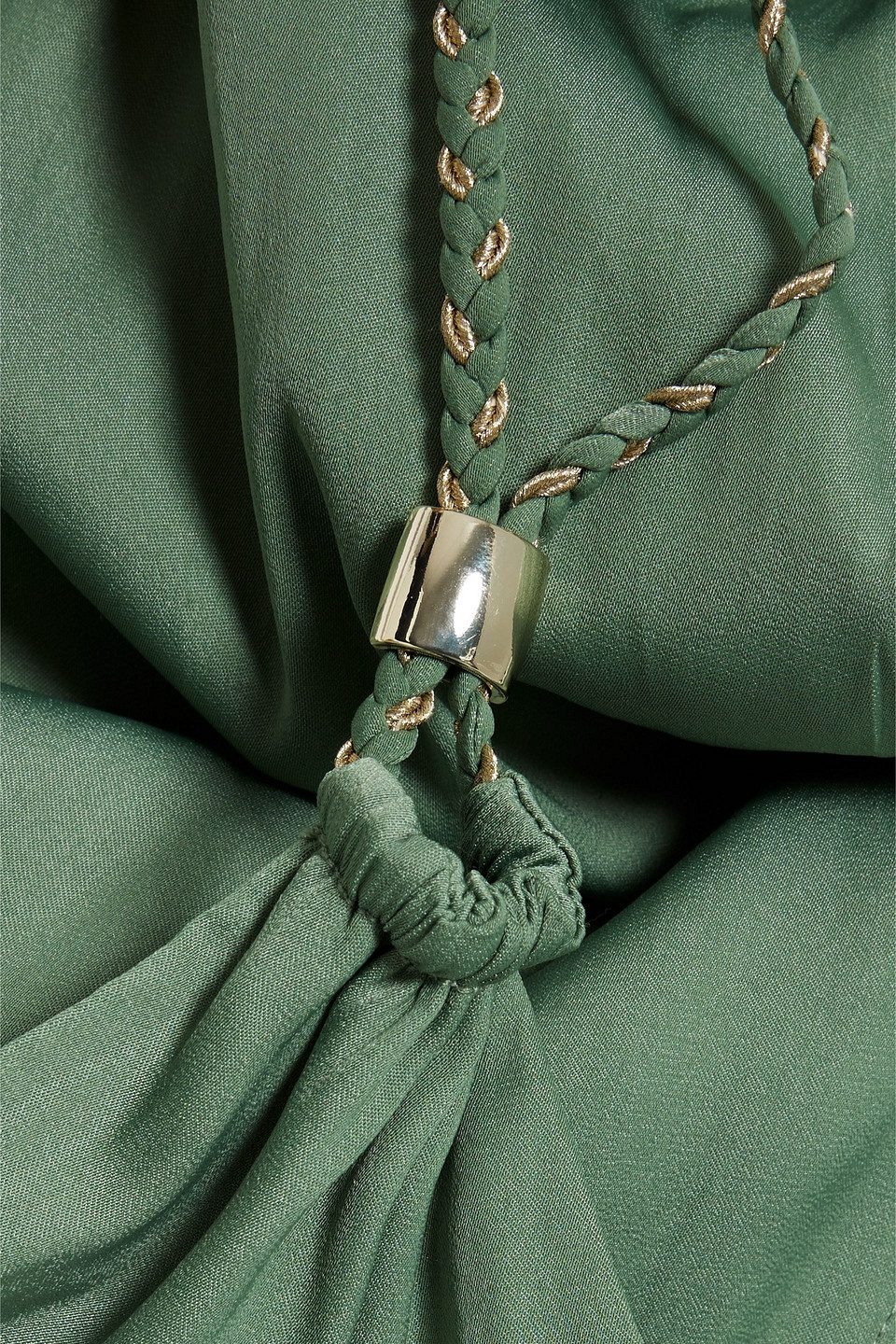Shop Maje Cutout Satin Midi Dress In Sage Green